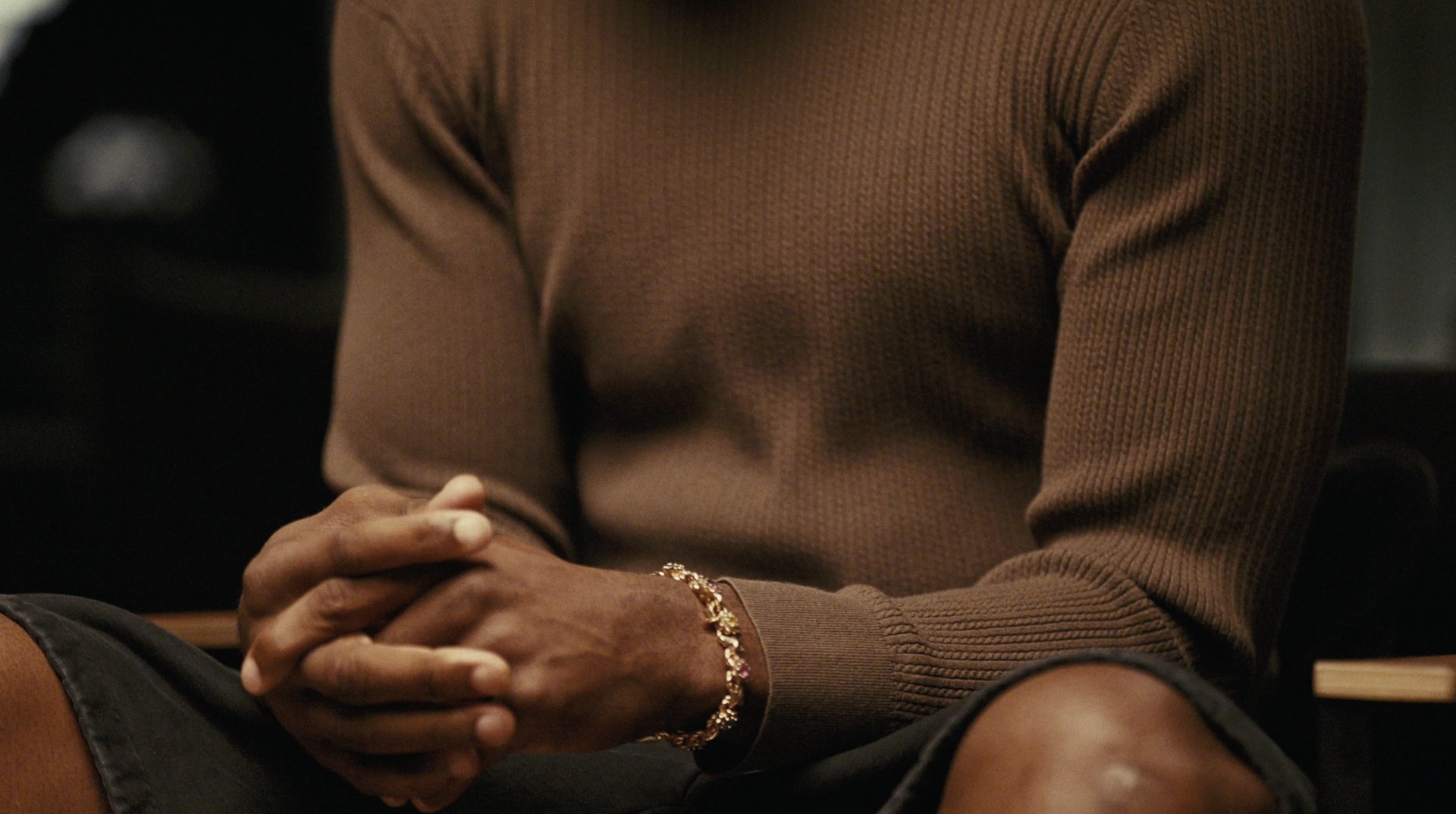 Close-up of Jaylen Brown's clasped hands